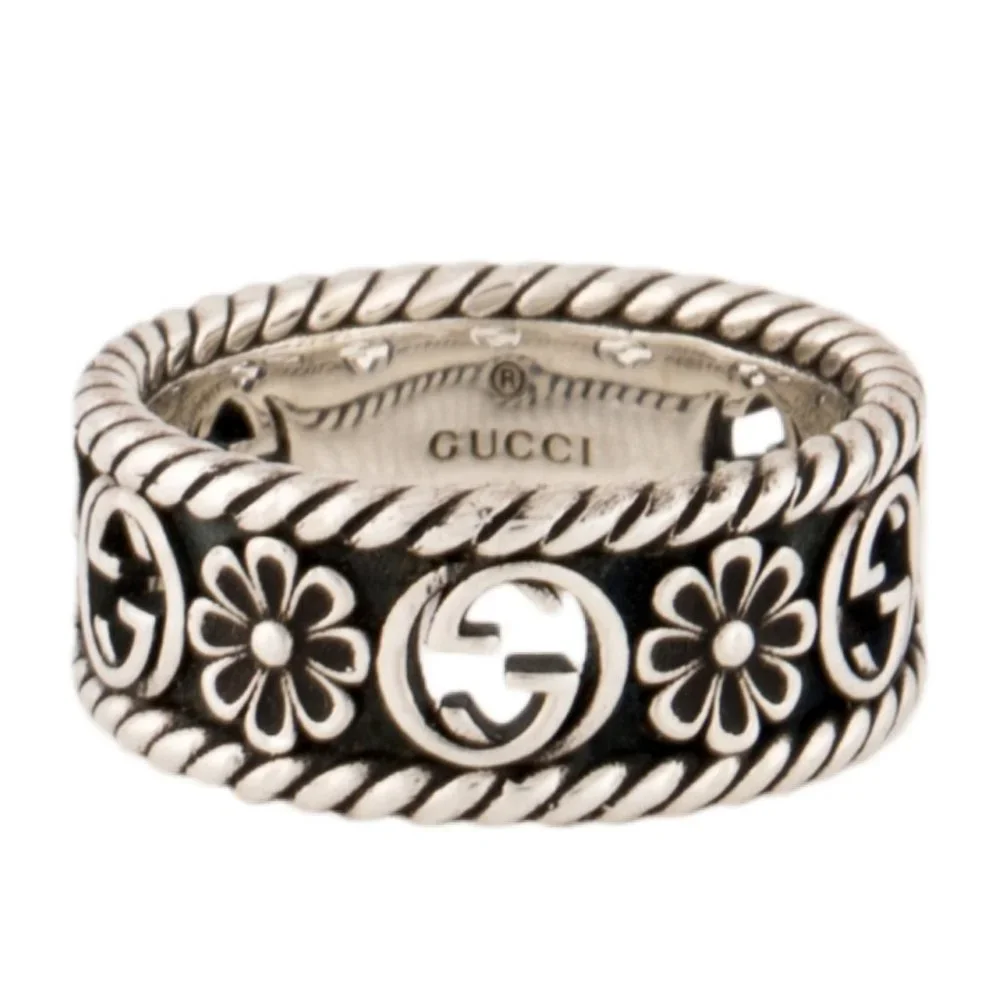 GUCCI STERLING SILVER 925 MADE IN ITALY INTERLOCKING G BAND RING - Picture 6 of 8